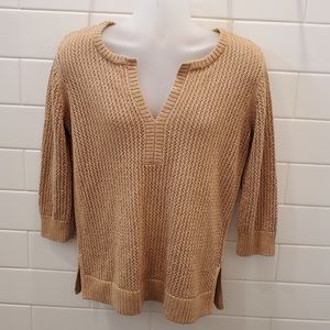 ANNE KLEIN 3/4 Sleeve Sparkley Gold Metallic Sweater